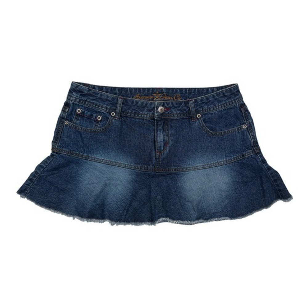 Vintage Arizona Jean‎ Co Denim Skirt Size 11 Y2K Ruffled Mini Raw Hem Grunge